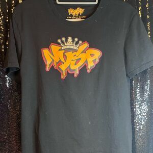 Bronx Black Tee with Orange Drip Graphic